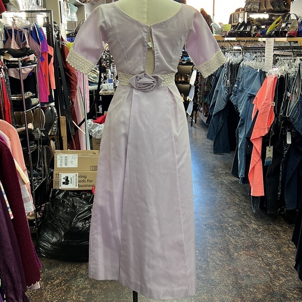 Vintage 1960s Lorrie Deb San Francisco Lilac Lace Maxi Dress XS - Picture 4 of 7